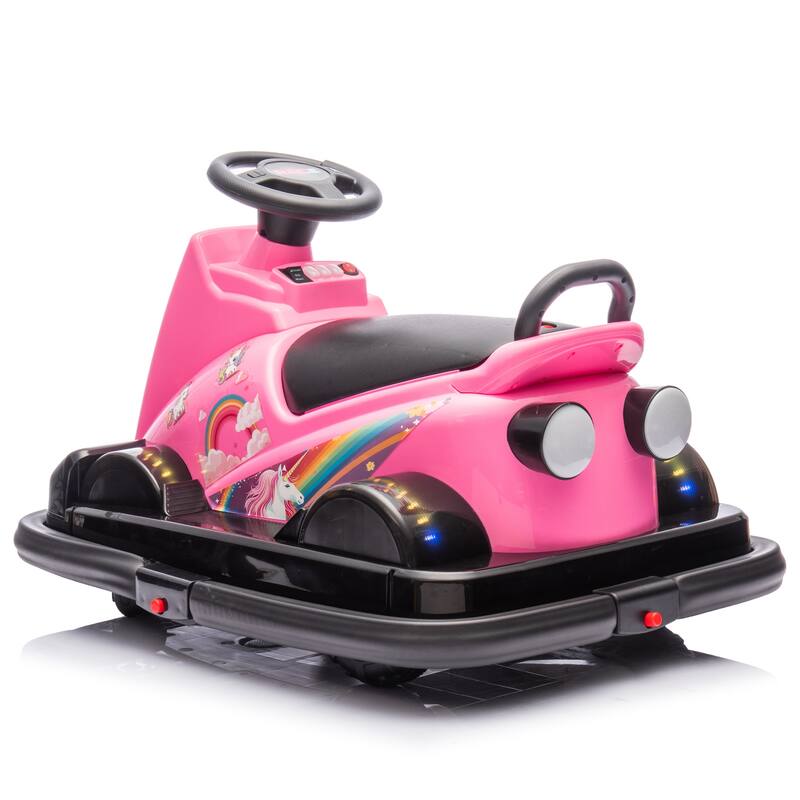 12V Kids Electric Bumper Car, Dual Motors, 360° Rotation, LED Flow Lights, Music, Horn & Fun Collision Effects for Ages 3-5