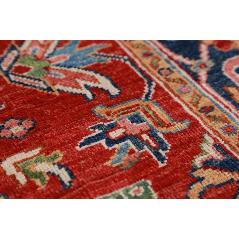 Vegetable Dye Red Heriz Serapi Oriental Area Rug Handmade Wool Carpet - 5'6"x 7'11"
