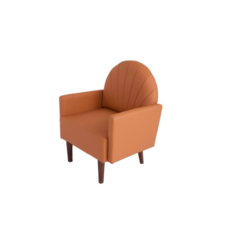 Contemporary Shell-shaped Amchair with Upholstery and Wooden Legs, Suitable for Living Rooms