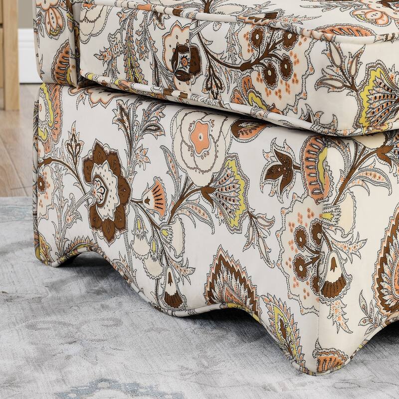 Roomfitters Floral Flannel Accent Chair with Pillow, Armless Upholstered Lounge Chair with Soft Cushion for Living Room