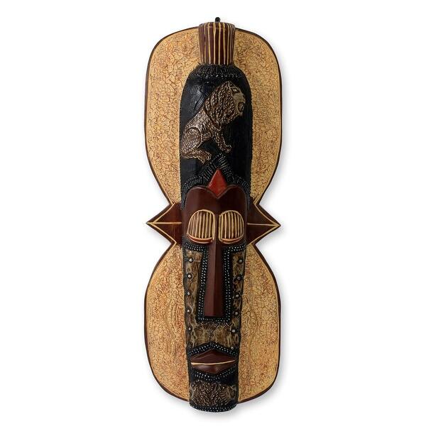 Handmade Adwen Pa African Wood Mask (West Africa) - Brown - N/A - Bed ...