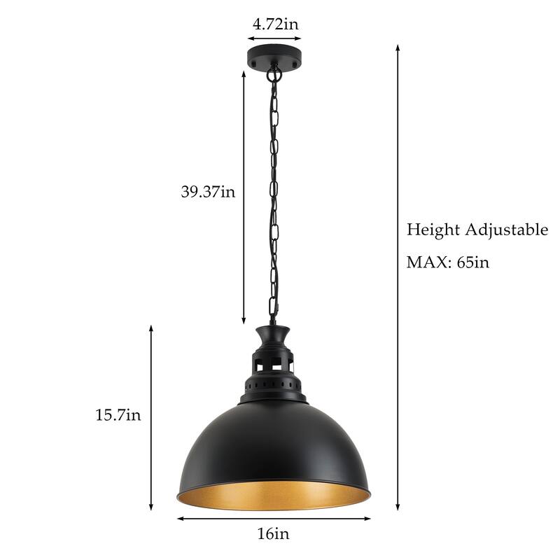 1-Light Industrial Pendant Light for Bedroom Dining Room Kitchen Island