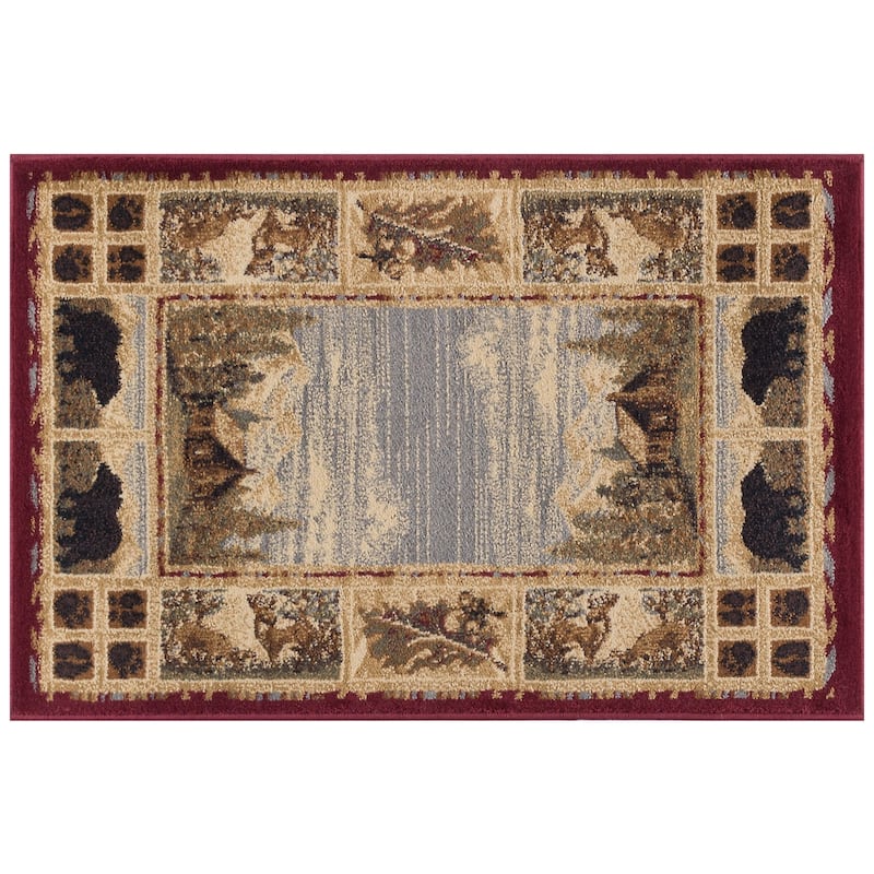 Natural Lodge Novelty Graphic Indoor Area Rug