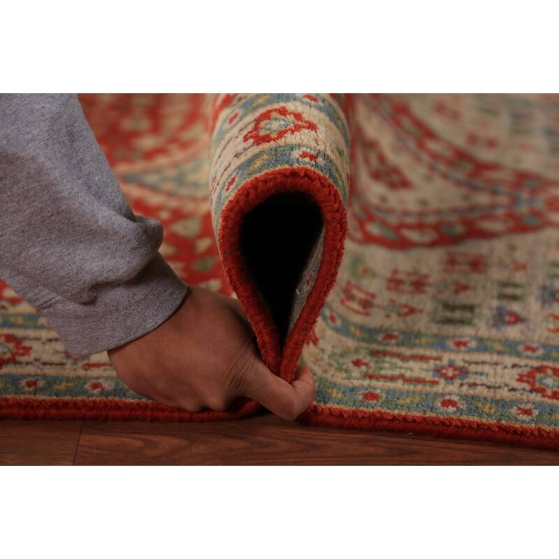 Geometric Kazak Indian Foyer Rug Hand-Knotted Wool Carpet - 2'9"x 5'1"