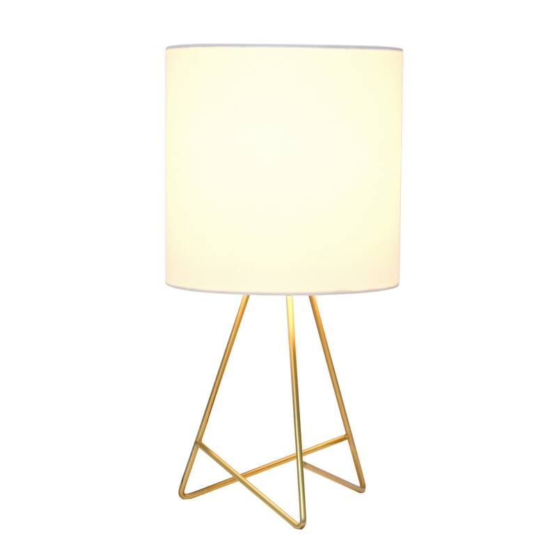 13.5 in. Gold Finish Table Lamp with White Shade, Sturdy Table Lamp for Living Rooms and Bedrooms