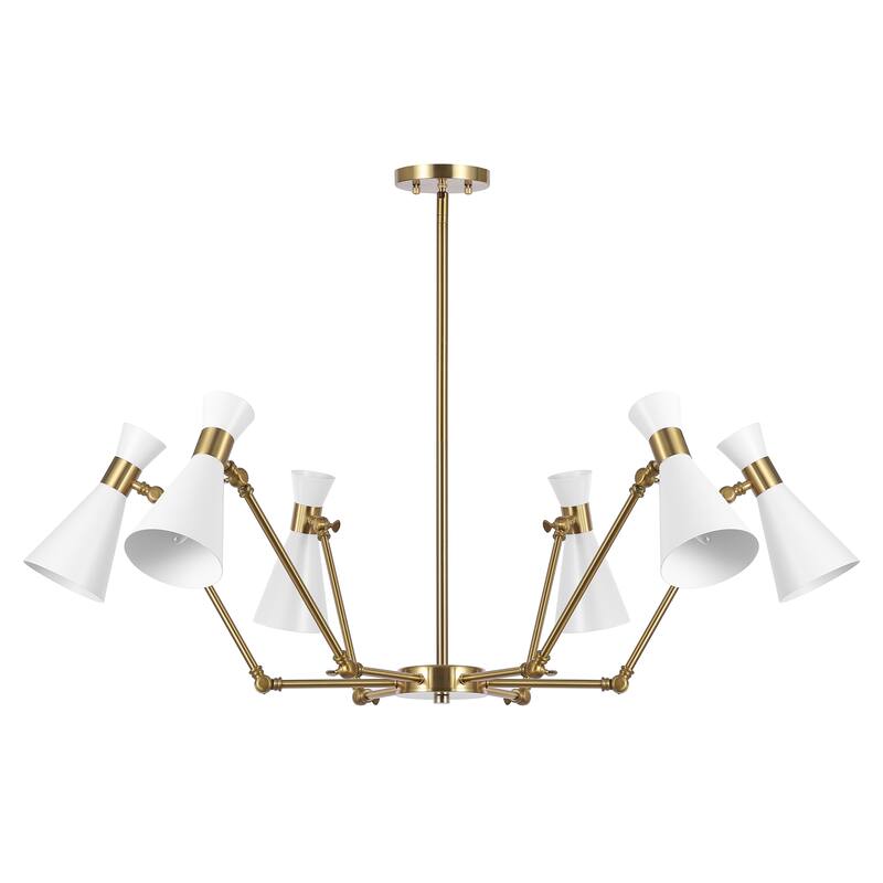 SAFAVIEH Shiraz 6-Light Adjustable Chandelier with Pivoting Shades, Modern Multi-Directional Ceiling Light - 57"W x 57"D x 45"H