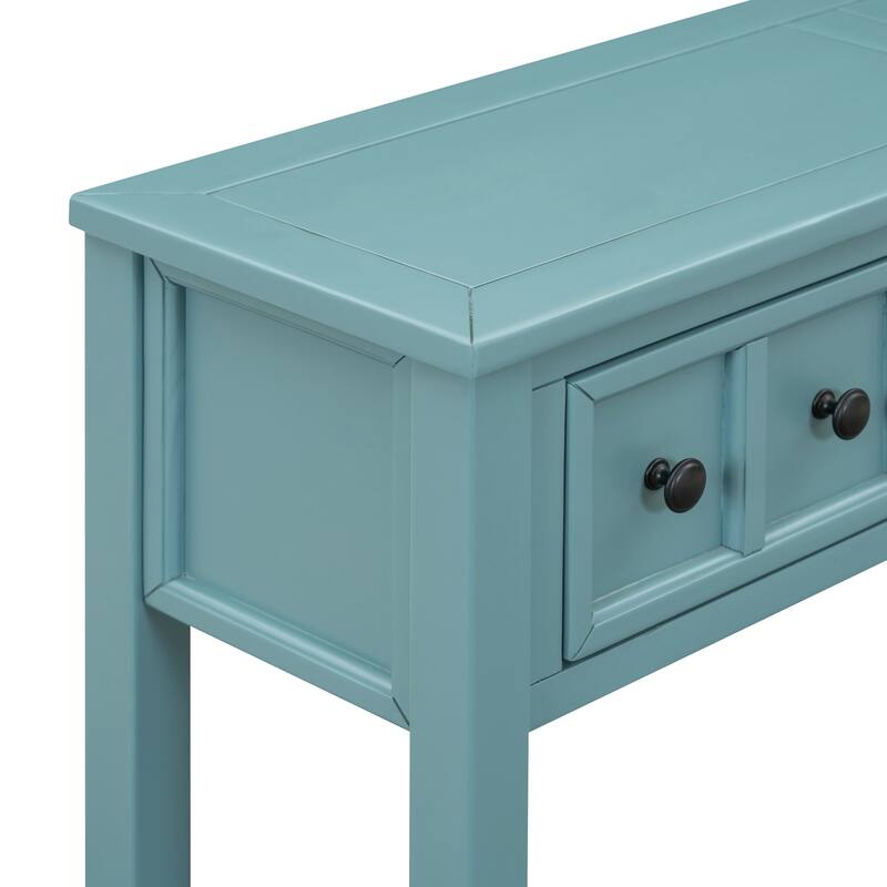 Rustic Entryway Console Table, 60" Long Sofa Table with two Different Size Drawers and Bottom Shelf for Storage