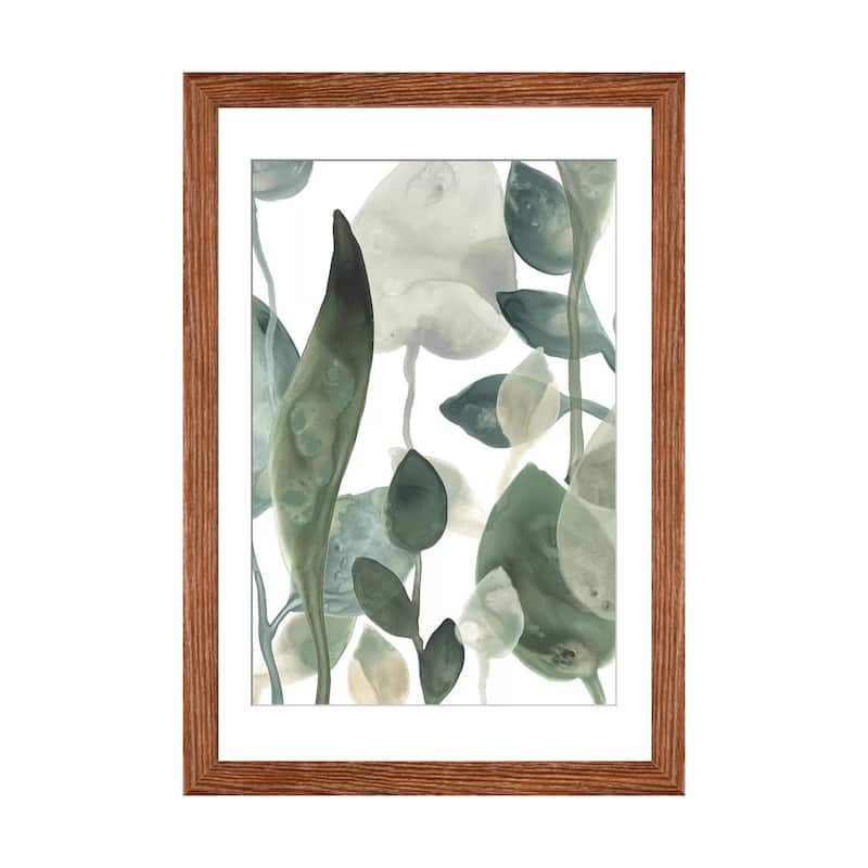 iCanvas "Water Leaves III" by June Erica Vess - Walnut - 24x16x1
