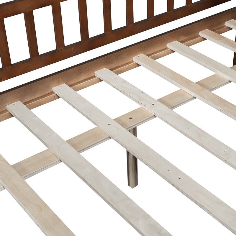 Daybed with Sturdy Slat Support and Safety Rails Two Drawers Bed