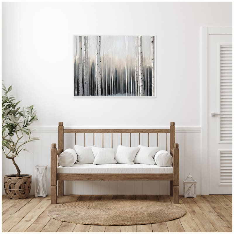 Kate and Laurel Sylvie Birch Tree Glow Framed Canvas by Mary Sparrow