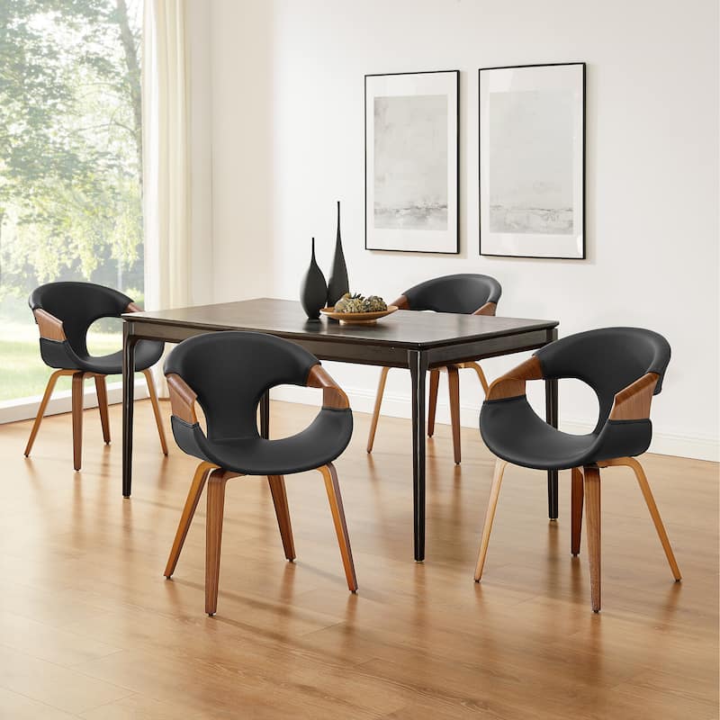 Art Leon Mid-century Modern Faux Leather Bentwood Dining Chair