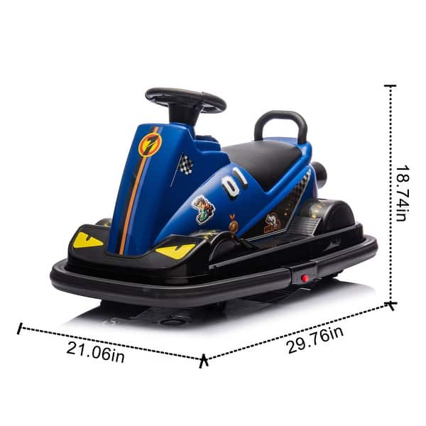 dimension image slide 0 of 4, 360° Rotating Electric Bumper Car for Kids with Lights, Dual Motors & Sounds