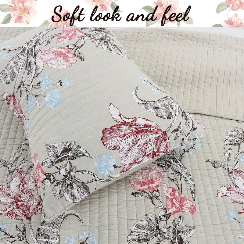 Cozy Line Morning Glory Floral Cotton Quilt Bedding Set