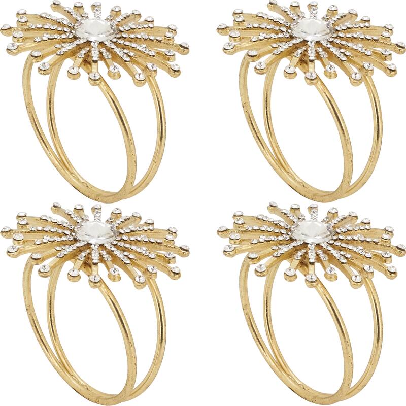 Table Napkin Rings With Jewel Starburst Design (Set of 4)