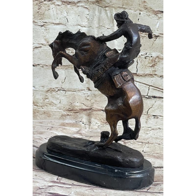 Wooly Chaps Frederic Remington Bronze Desktop Statue Sculpture Western 10 Inches X 11 Inches
