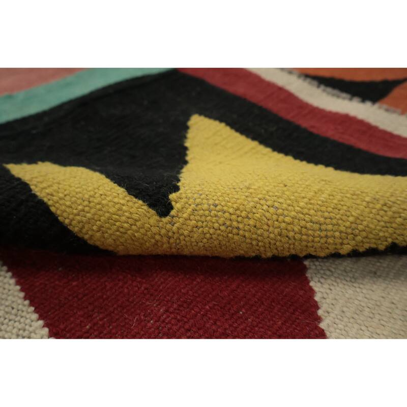 Hand Woven Oriental 100% Wool Carpet Southwestern Tribal Red Kilim Area Rug - 13' 0'' X 9' 9''