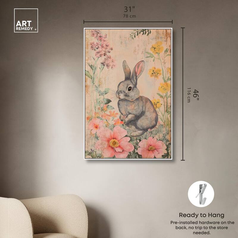Floral Bunny Canvas by Art Remedy