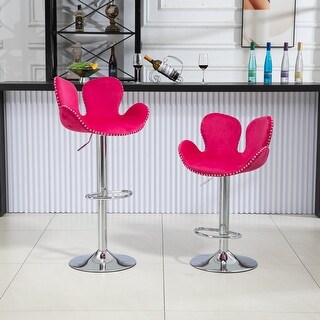 Velvet Swivel Bar Stools Set of 2, Adjustable Counter Height Chairs ...