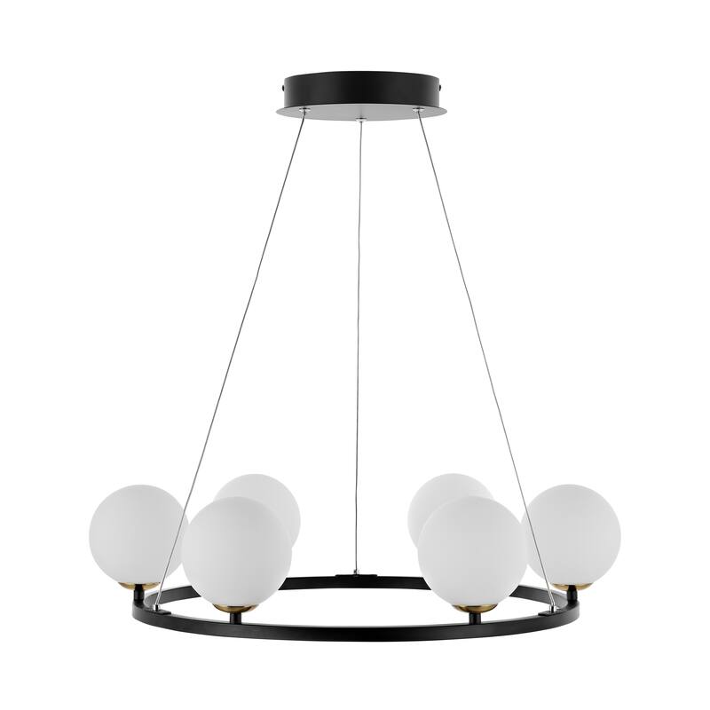 SAFAVIEH Lighting Sunna Chandelier - 25" W x 25" D x 13-85" H - Matte Black