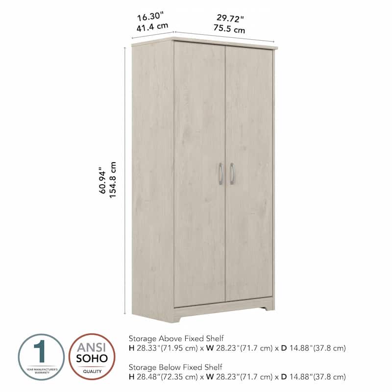 Cabot Espresso Oak Tall Storage Cabinet with Doors - 31.38"L x 16.30"W x 61.14"H