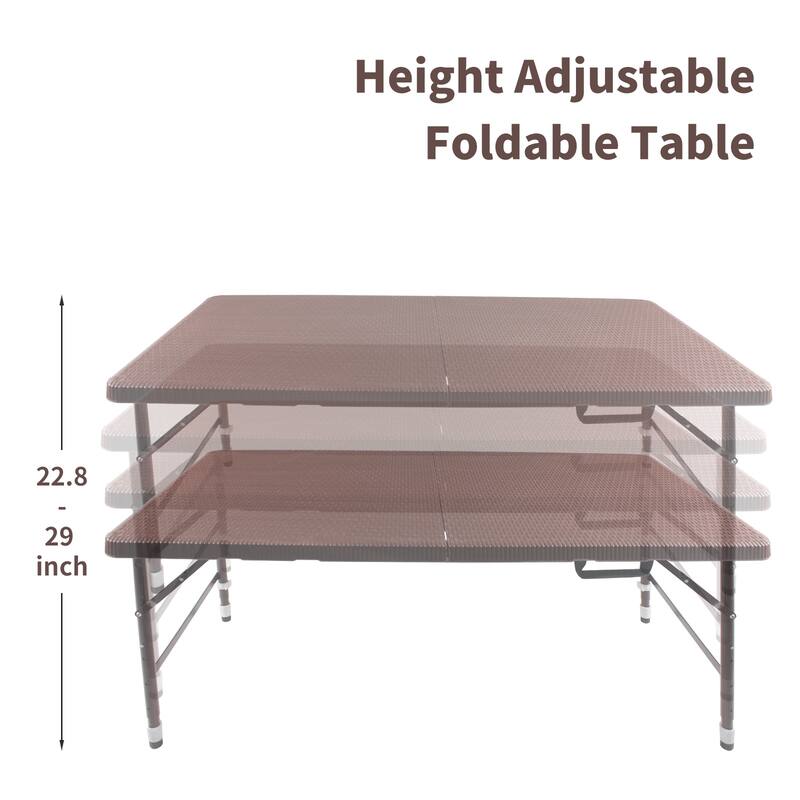 Rattan Folding Table for Indoor&Outdoor,Portable Foldable Table Rattan Plaited