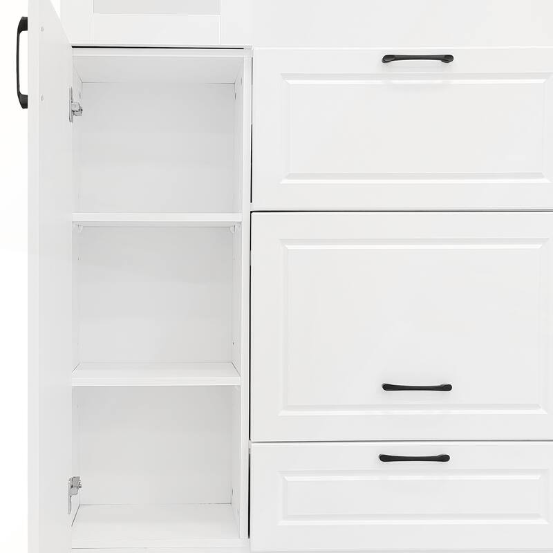 3-in-1 Entryway Bench with Integrated Shoe Cabinet and Foldable Seat for Entrance and Living Room