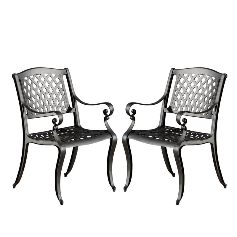 Cayman Arch Mesh Patio Chairs (Set of 2) - Outdoor Dining Aluminum Seating with Weather-Resistant Finish