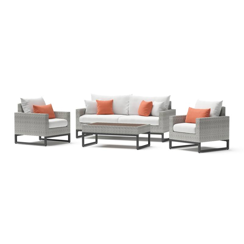 Milo Gray 4 Piece Sunbrella Outdoor Patio Seating Set