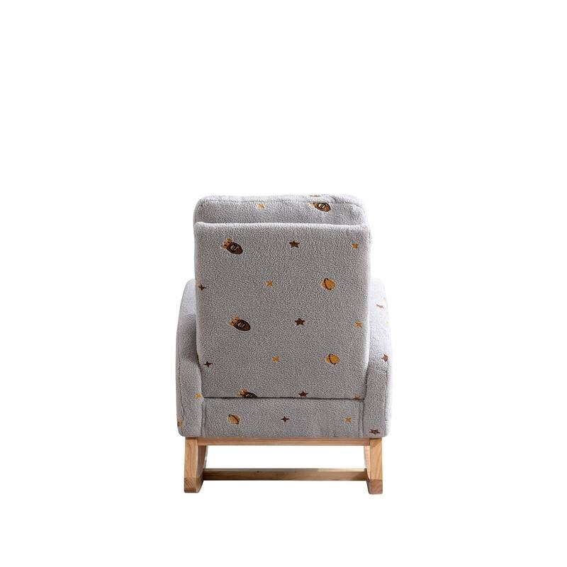 26.8"W Rocking Chair for Nursery, Boucle Nursery Chair With Side Pocket