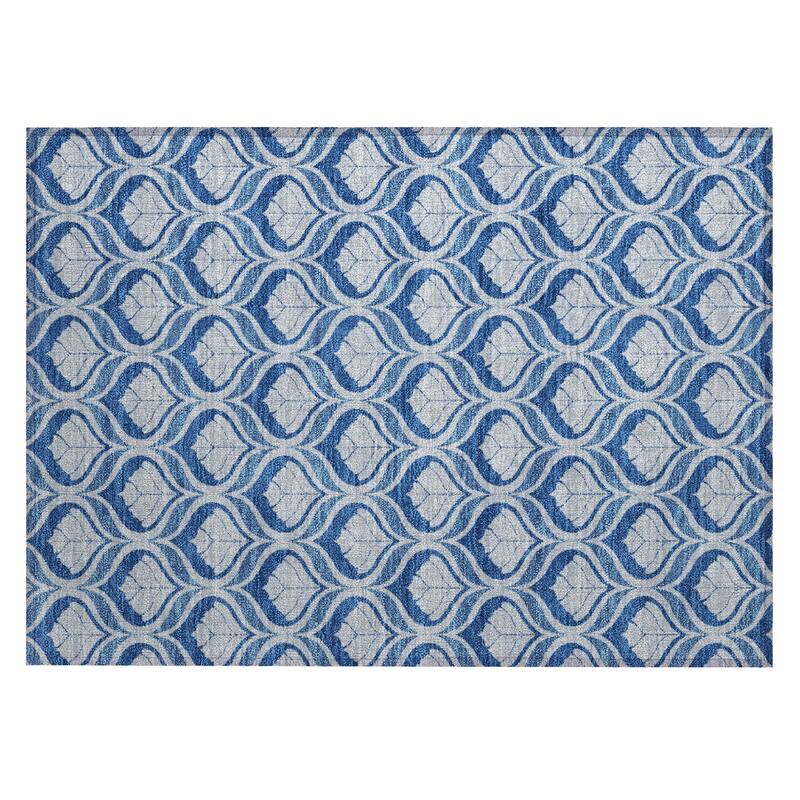 Machine Washable Indoor/ Outdoor Modern Trellis Chantille Rug