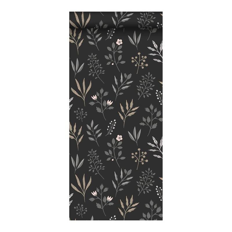 ESTA Home Cynara Charcoal Scandinavian Floral Wallpaper - 20.9 x 396 x 0.025