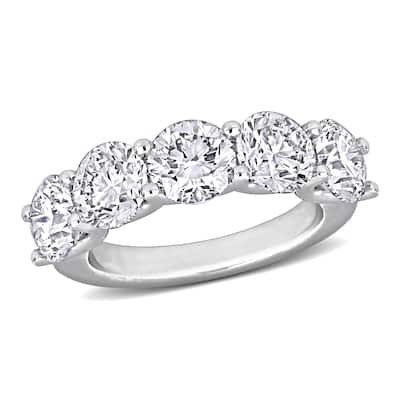 Miadora 4 1/2ct TDW Diamond Anniversary Ring in 14k White Gold - GIA Certified