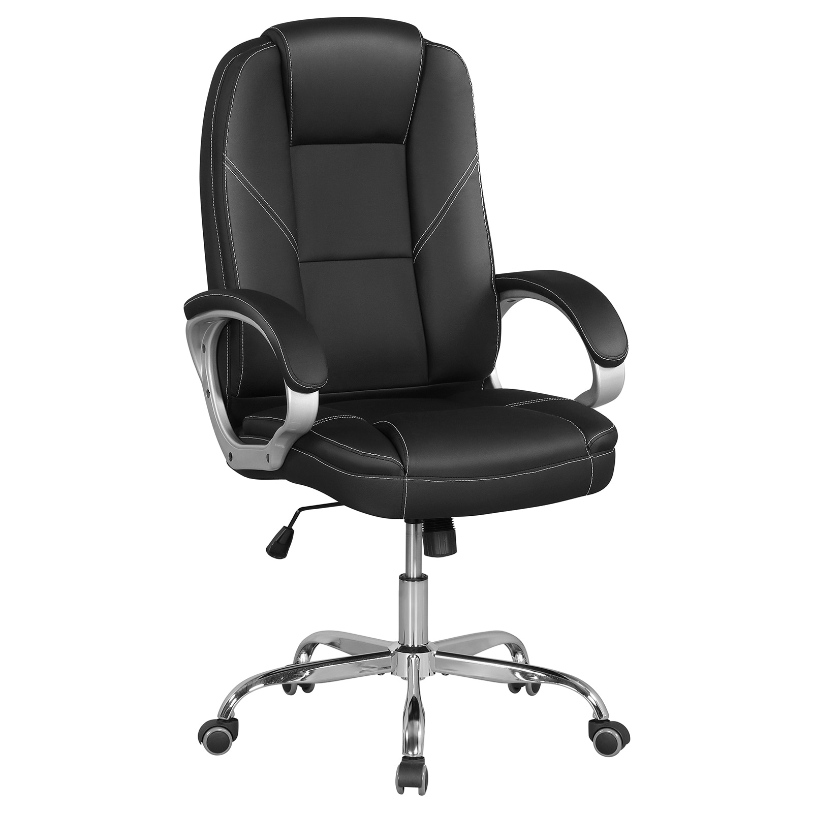 Costway Leather Office Chair Ergonomic Executive Chair with Rocking - 26" x 24" x 44.5"-47.5"(L x W x H)