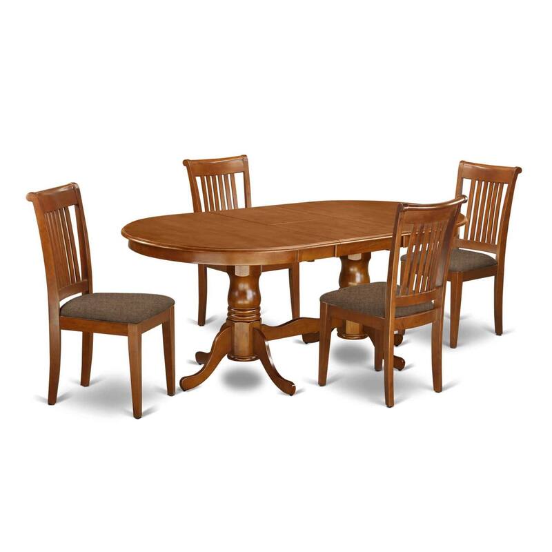 Table & Chair Set - 7 Piece Dining Set - Saddle Brown Finish
