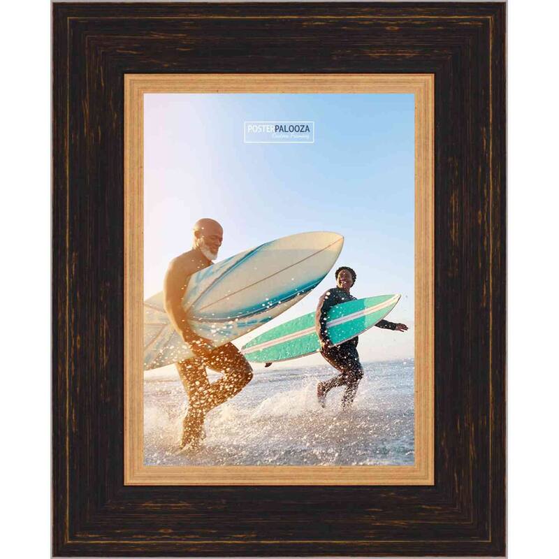 14x25 Traditional Black Complete Wood Picture Frame with UV Acrylic, Foam Board Backing, & Hardware