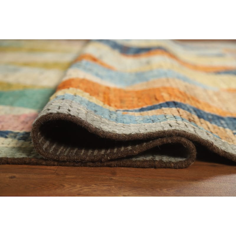 Geometric Moroccan Rug Handmade Tribal Multi-Color Wool Carpet - 5'3" x 6'4"