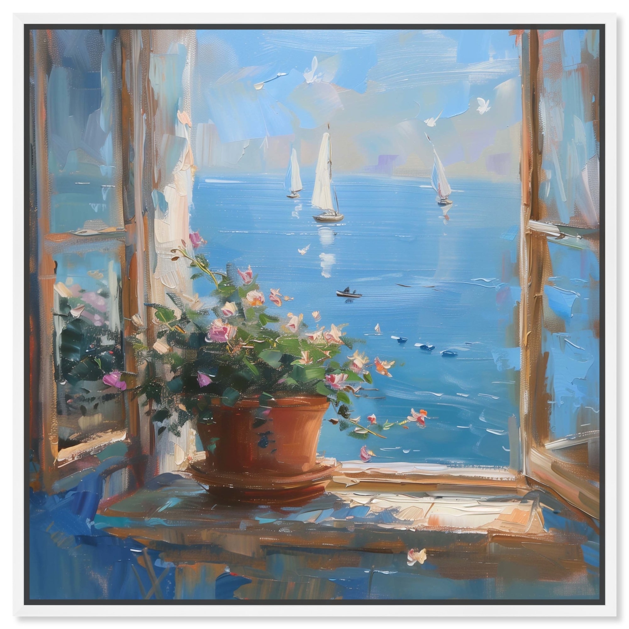 Coastal Window View Canvas Classic Landscape Art by Art Remedy