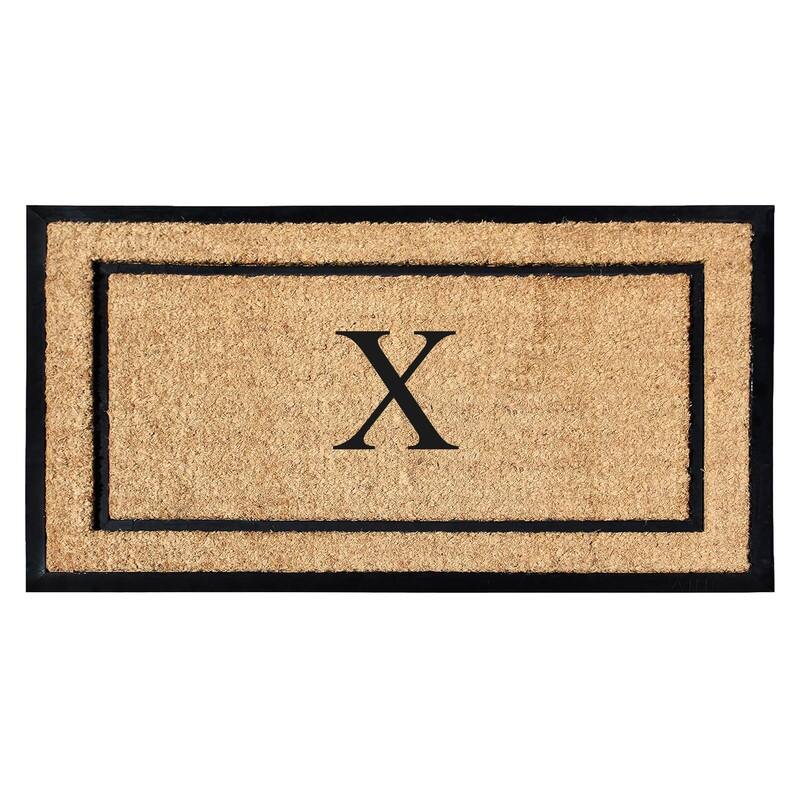 A1HC Natural Coir Monogrammed Door Mat for Front Door, Durable Large Outdoor Rug, Heavy Duty Welcome Doormat - 24" X 48"