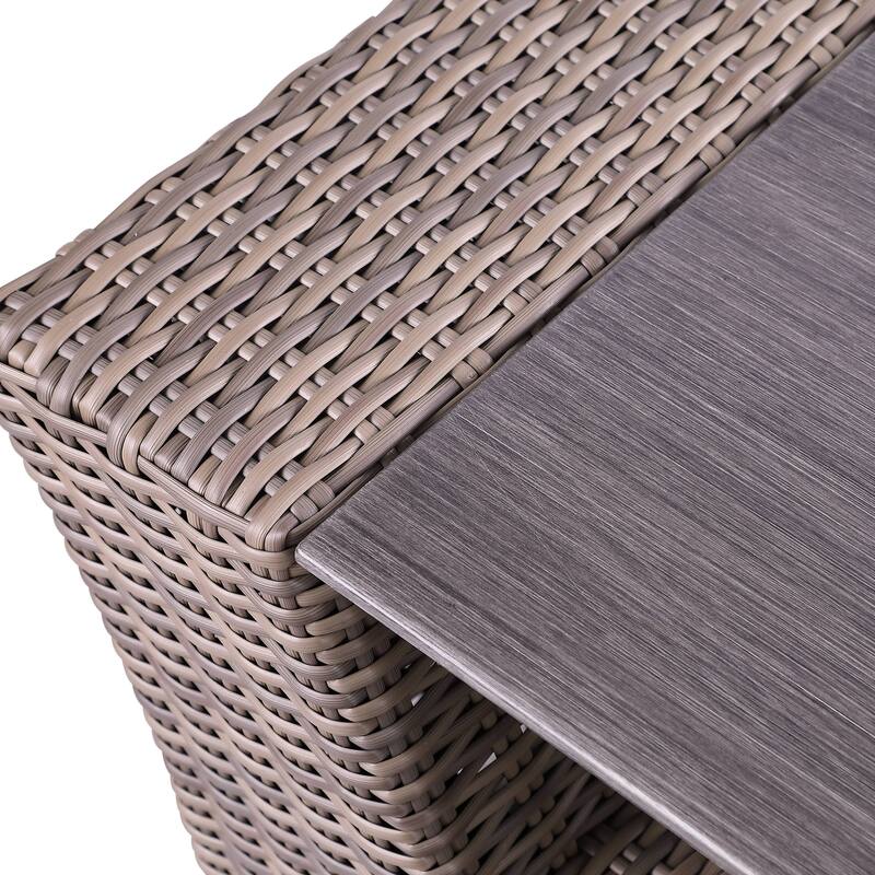 4-Piece Manhattan Rustic Wicker Seating Set with Tempered Glass