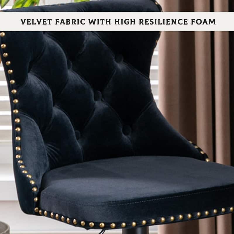 Velvet Upholstered Nailheads Tufted Swivel Bar Stools (Set of 6)