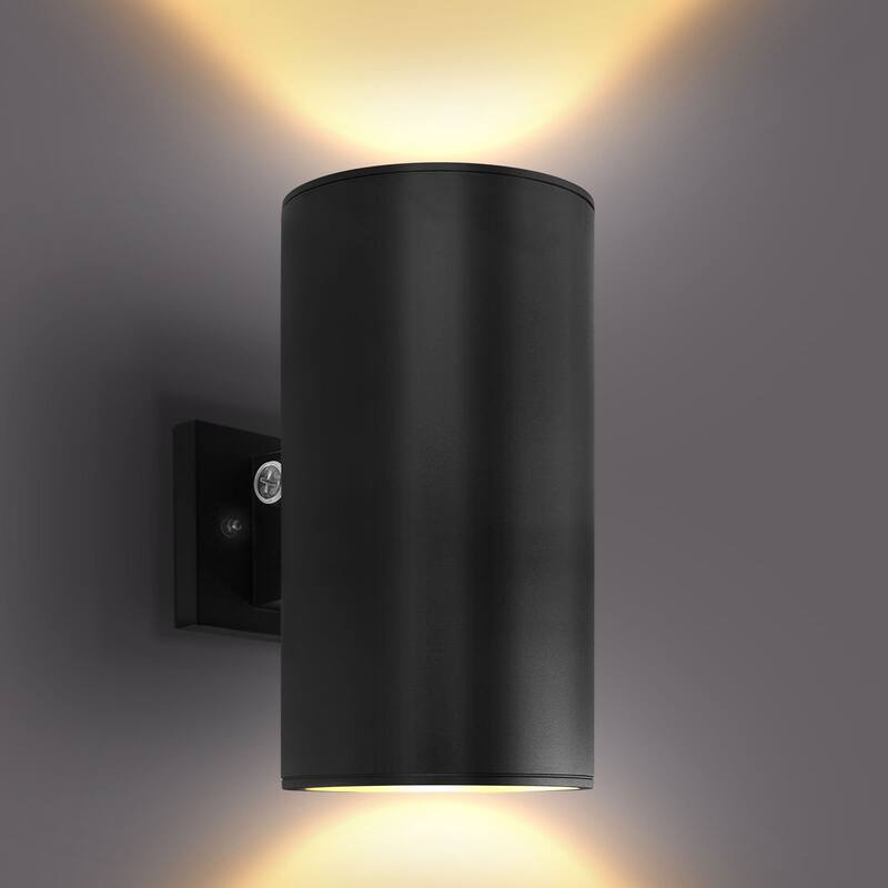 Luxrite Dusk to Dawn LED Modern Outdoor Wall Light, 12", Up or Up and Down Light, 3CCT 3000K-5000K, 20/30/40W, IP65, ETL - 3 Color Selectable 30/40/50