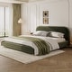 preview thumbnail 3 of 38, Christopher Knight Home - Eleanor Boucle Fabric Upholstered Platform Bed with Curve-Shaped Design Olive Green_King - King