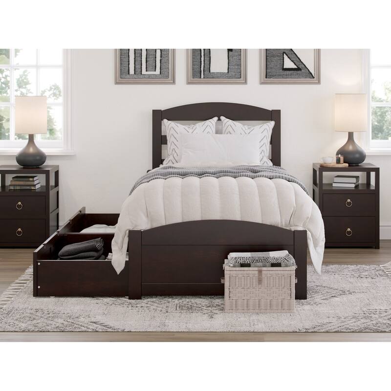 Warren Platform Bed with Footboard and 2 Storage Drawers