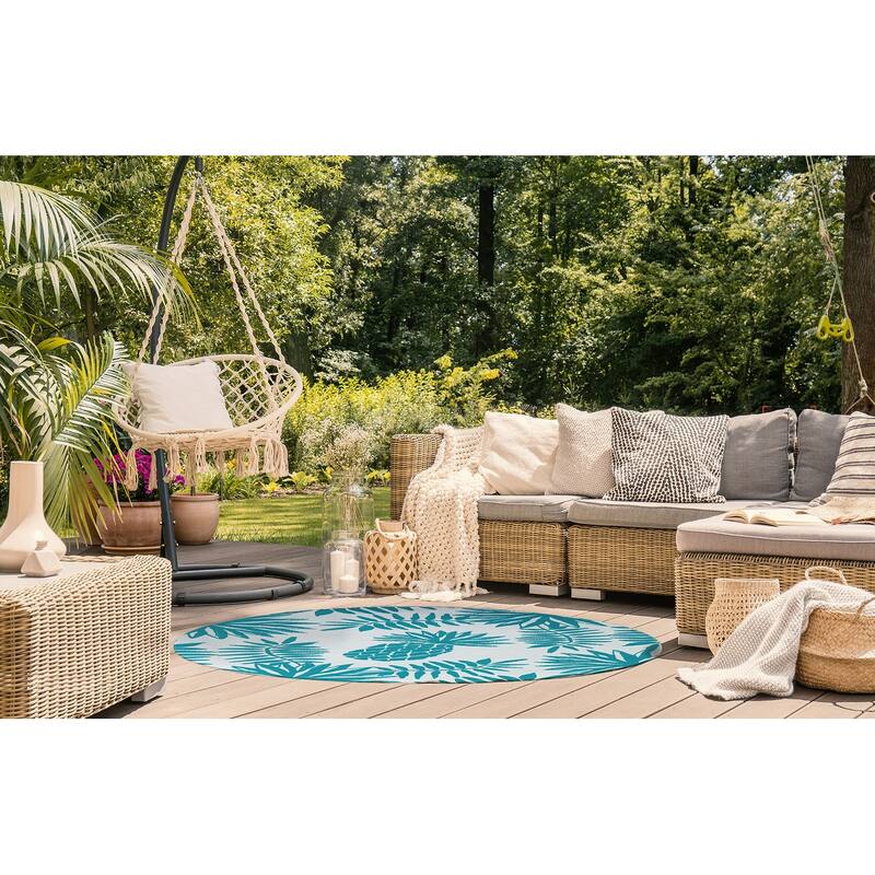 Pineapple Leaves Spring Chenille Indoor/Outdoor Rug