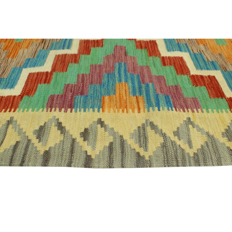 Noori Rug Sangat Flatweave Dora Gold/Grey Rug - 4'2" x 5'10"