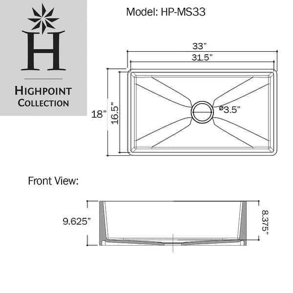 Highpoint Collection 33-inch Matte Stone Farmhouse Sink with Accessories