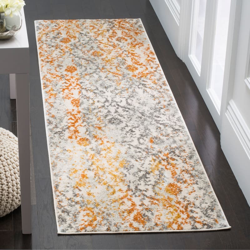 SAFAVIEH Madison Marceline Distressed Vintage Boho Rug - 2' 3" x 10' - Cream/Orange - Runner
