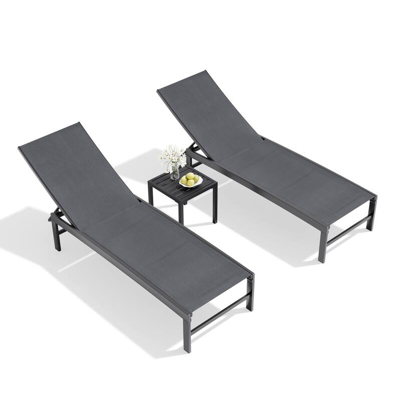 Outdoor Chaise Lounge Set Patio Adjustable Chaise Lounge Chairs with Side Table