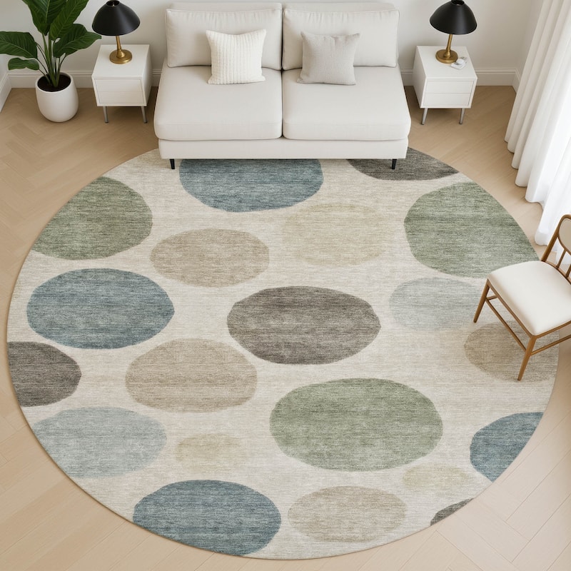 Premium Washable Super Soft Modern Bubbles Mayfield Rug - Khaki - 8' x 8'