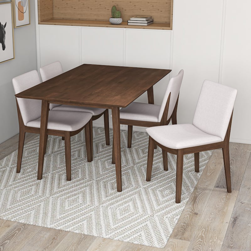 Winsor Modern Solid Wood Dining Table and Upholstered Chair Dining Set
